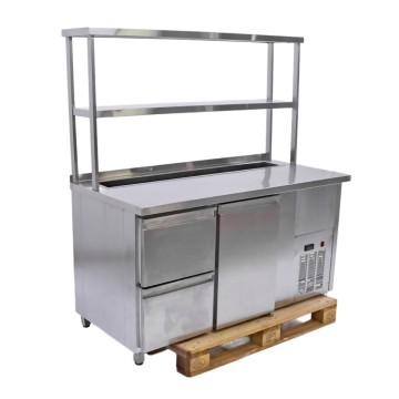 Стол холодильный GGM Gastro KTF157 (саладетта)  + полка настольная 2-ярусная